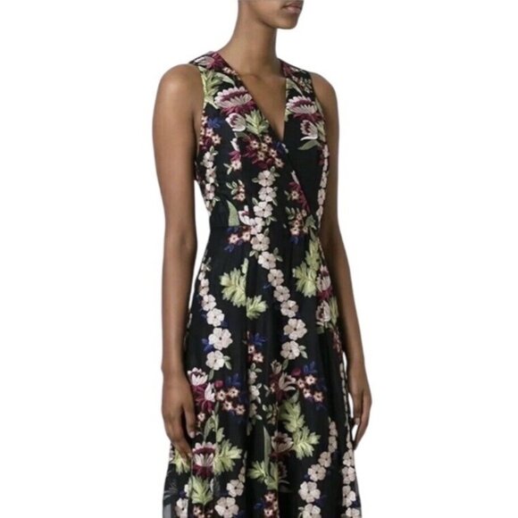 NWT Alice + Olivia Sheena Black Floral Embroidered Midi Maxi Dress 10 - Picture 2 of 10